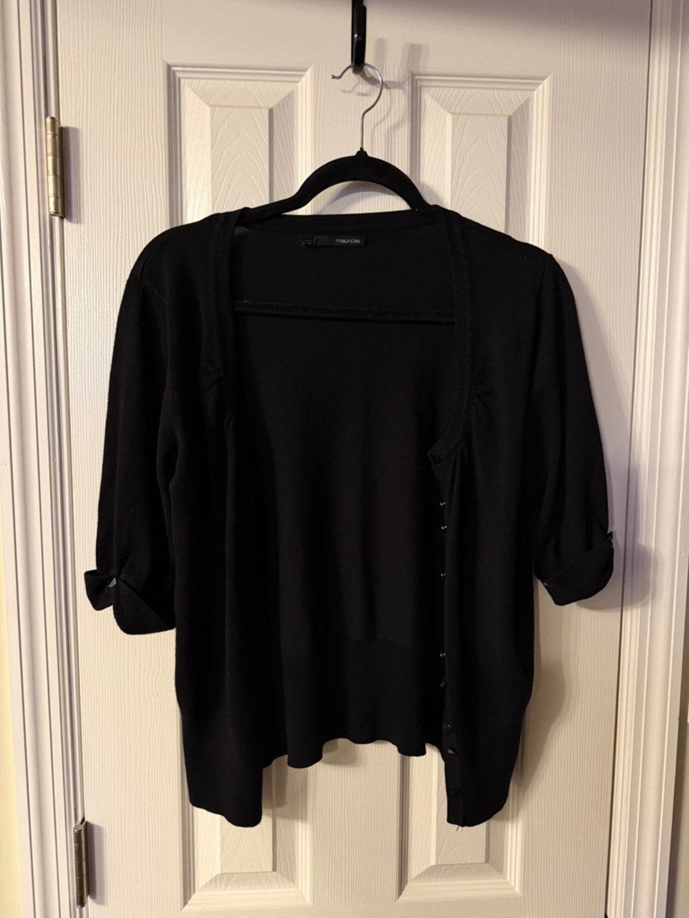 Maurices Black Roll-Sleeve Open Cardigan